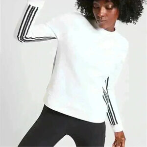 Athleta 24/7 Striped Crew Neck Sweatshirt | White and Black | Size XS